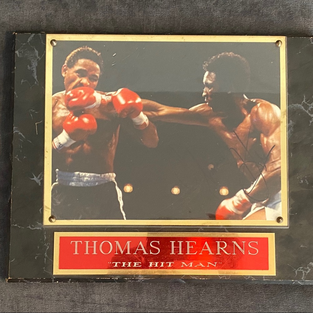 Thomas Hearns Signed Boxing Plaque